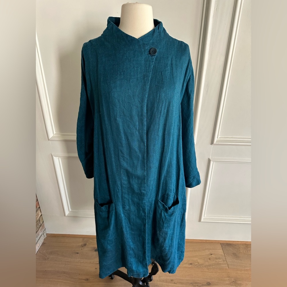 FLAX Long Linen Jacket NWOT